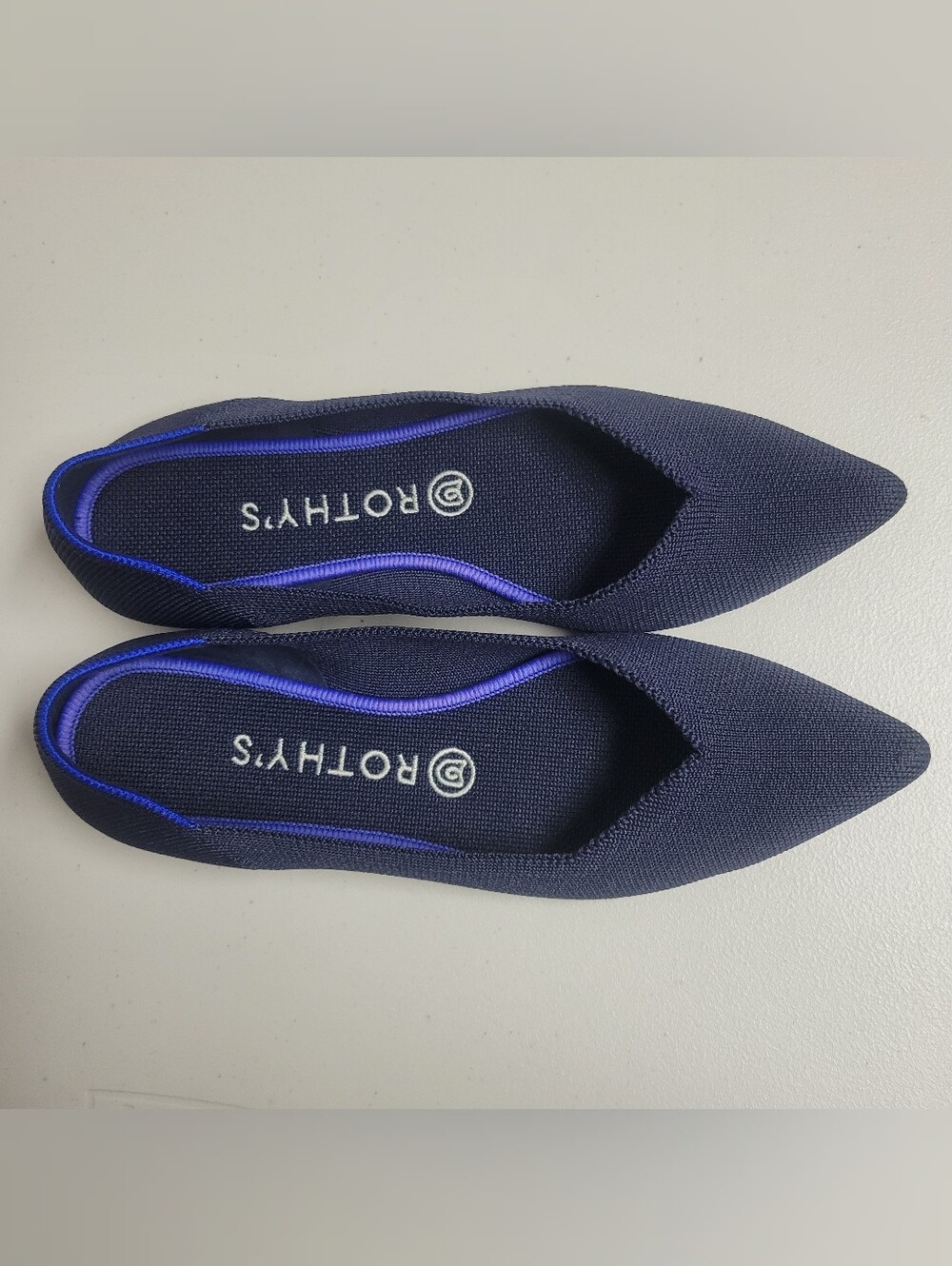 Rothy's The Point Navy Blue Knit Pointed Toe Flats Size 9. - Picture 4 of 12